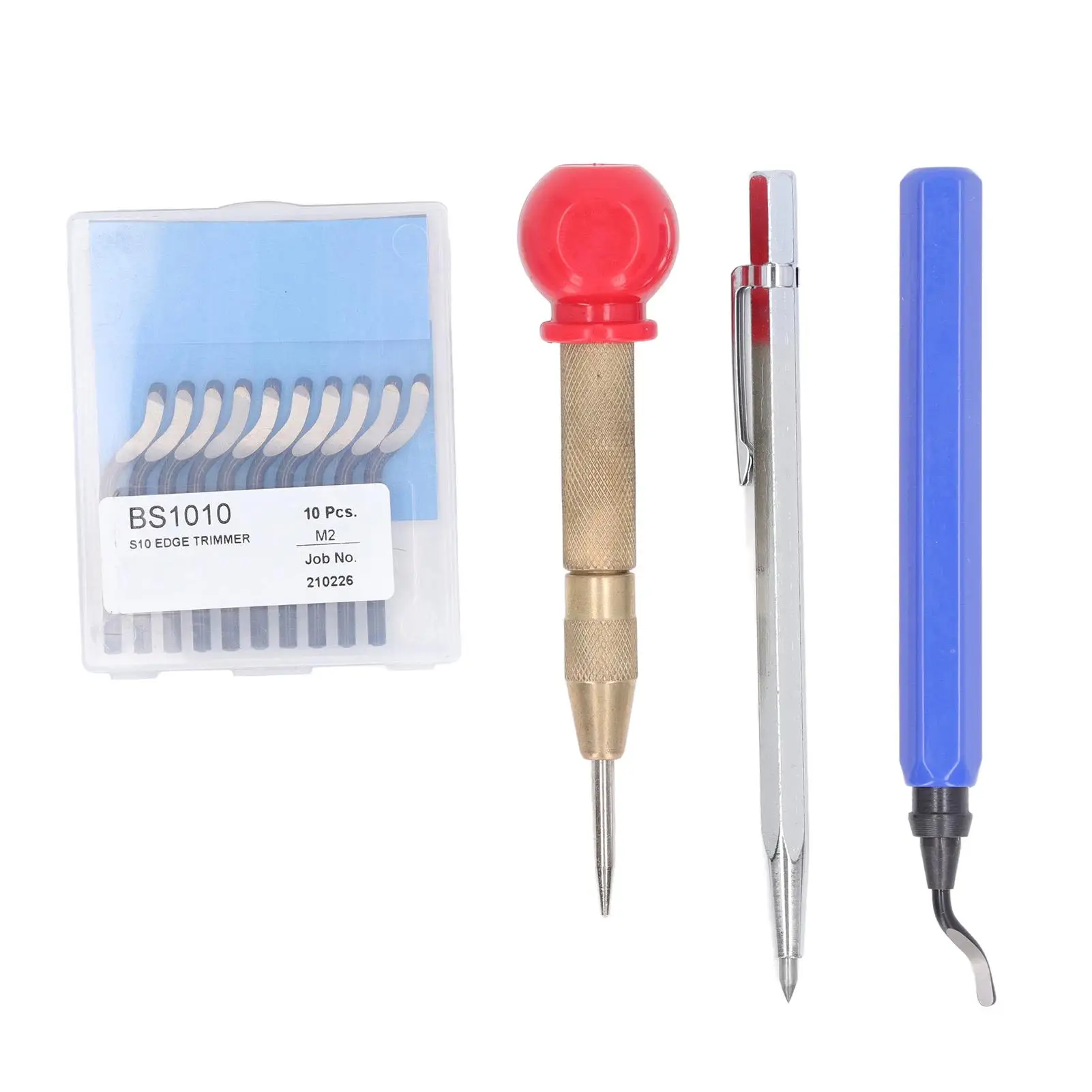 

High Steel Deburring Tool Kit with Burr Removal Blades, Hole Puncher, & Scribing Pen