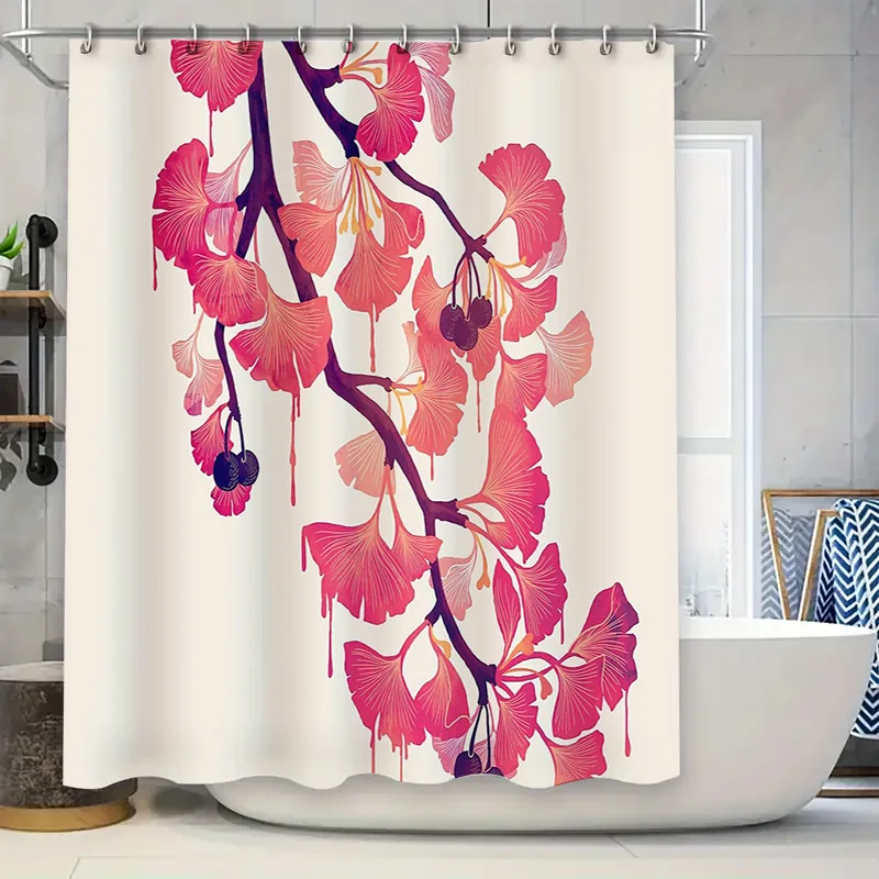 

Floral Shower Curtain Botanical Pattern Waterproof Bathroom Decor Nature Plants Greenery Vintage Farmhouse Aesthetic Home Decor