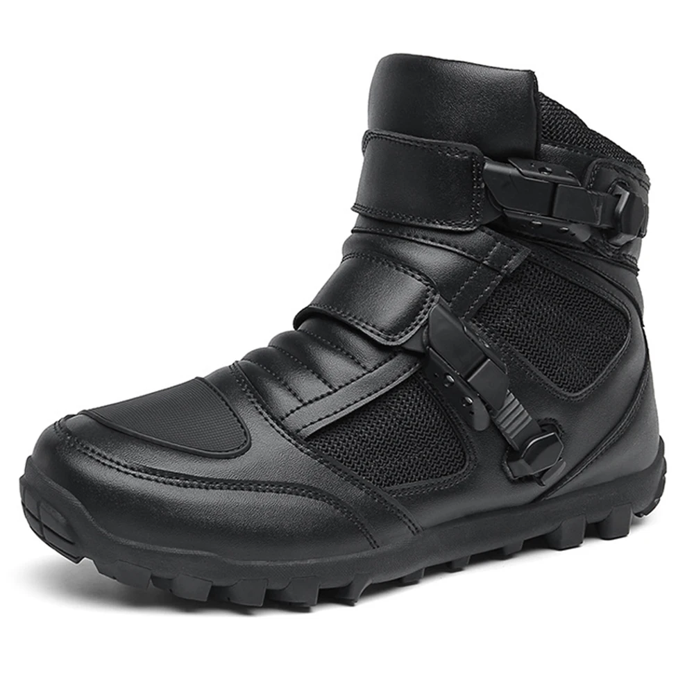 

Man Motorcycle Bike Boots Casual Spiral Shoes Microfiber Touring Shoes Breathable Off-road Motocross Riding Boots Black