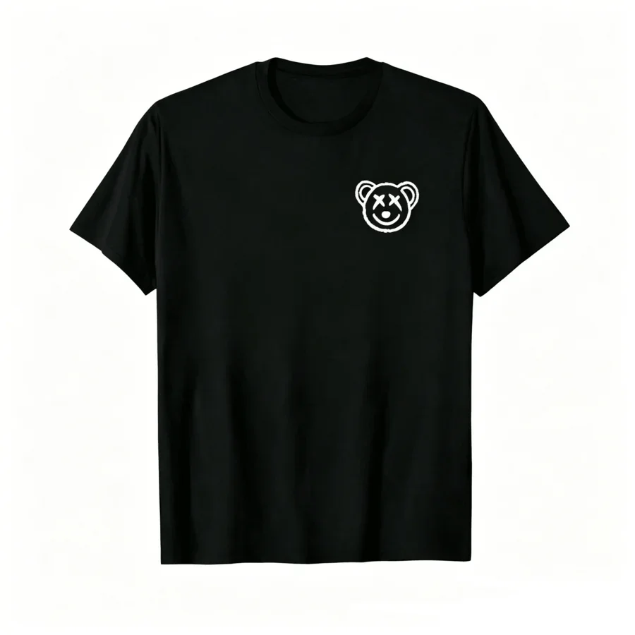 

Mens Cotton Crew Neck Short Sleeve T-Shirt With Bear Graphic Print Casual Summer Tee