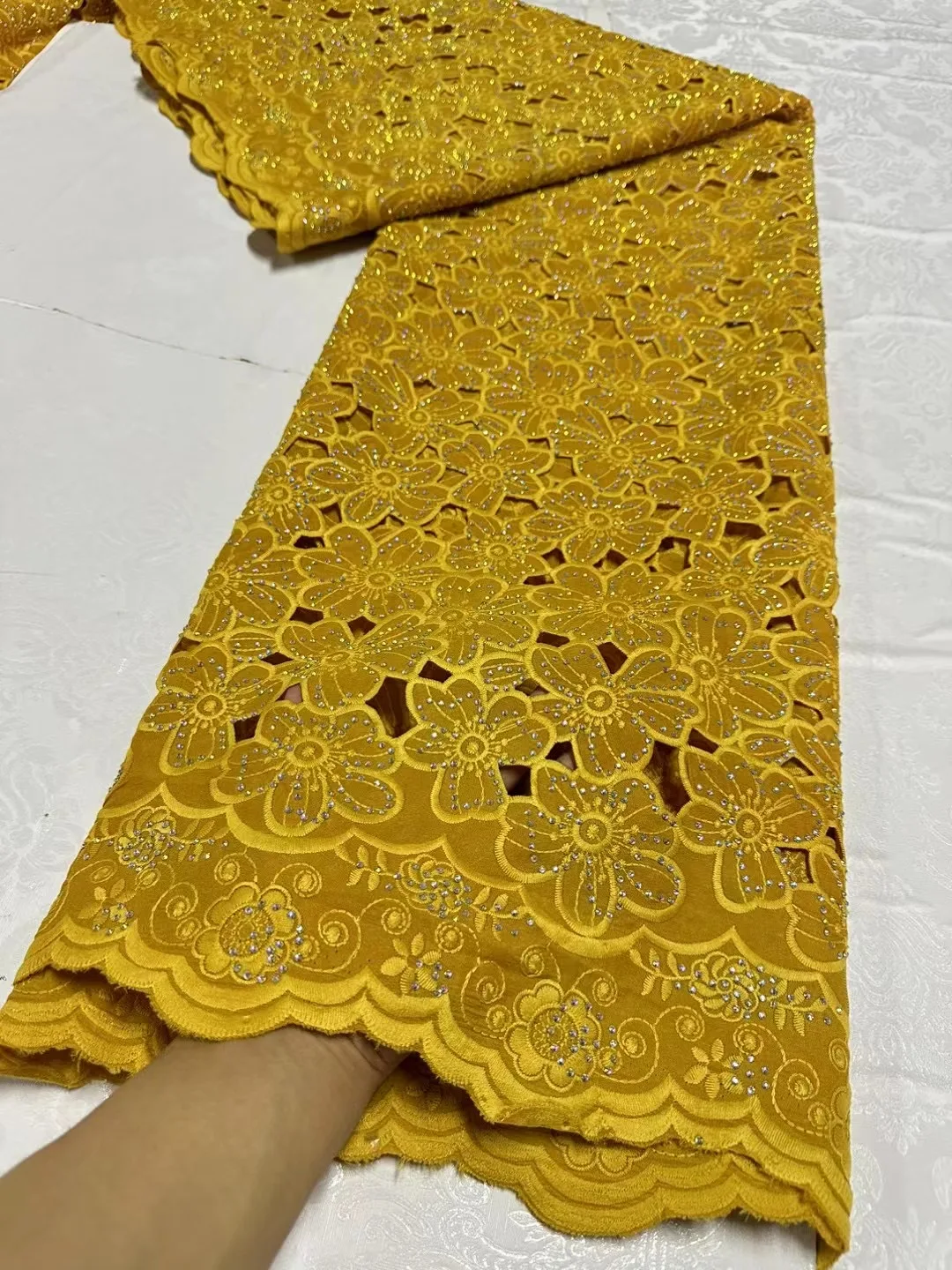 Swiss Voile Lace Fabric 2024 High Quality African Nigerian Cotton Lace Austria Stones Lace For Women Evening Dresess