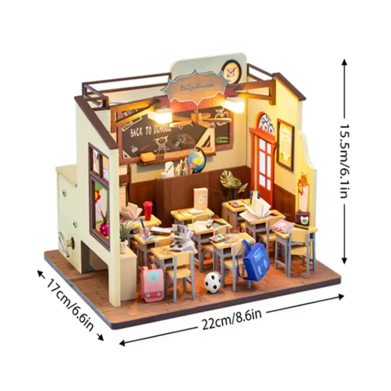 OUZEY Modello fai da te per l'aula della scuola di memoria di laurea - Casa in miniatura in legno 3D, regalo sentimentale perfetto per adolescenti