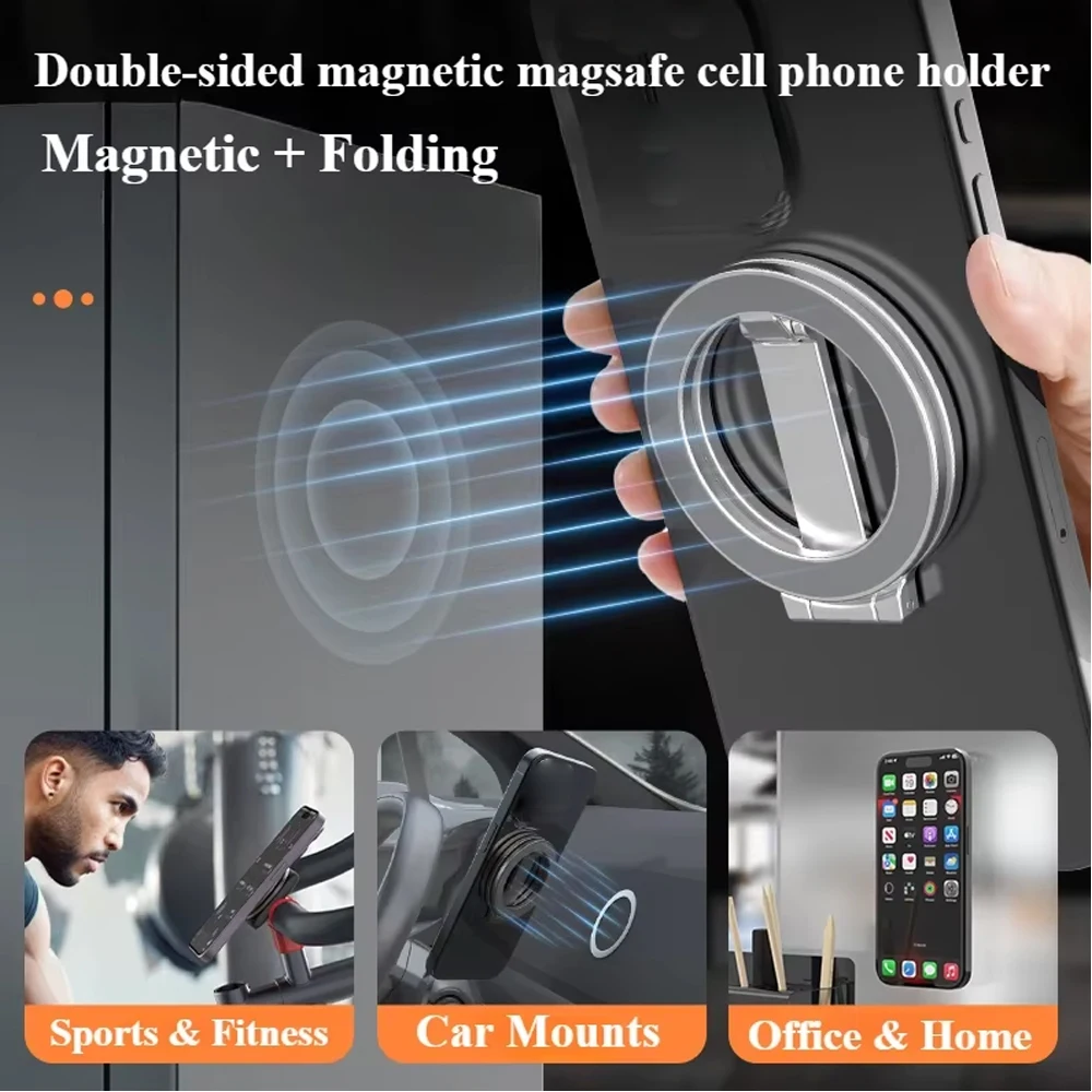 Magsafe Double-sided Magnetic Phone Finger Ring Holder Desktop Stand for iPhone 13 14 15 Pro Max Xiaomi Huawei Phone Accessories