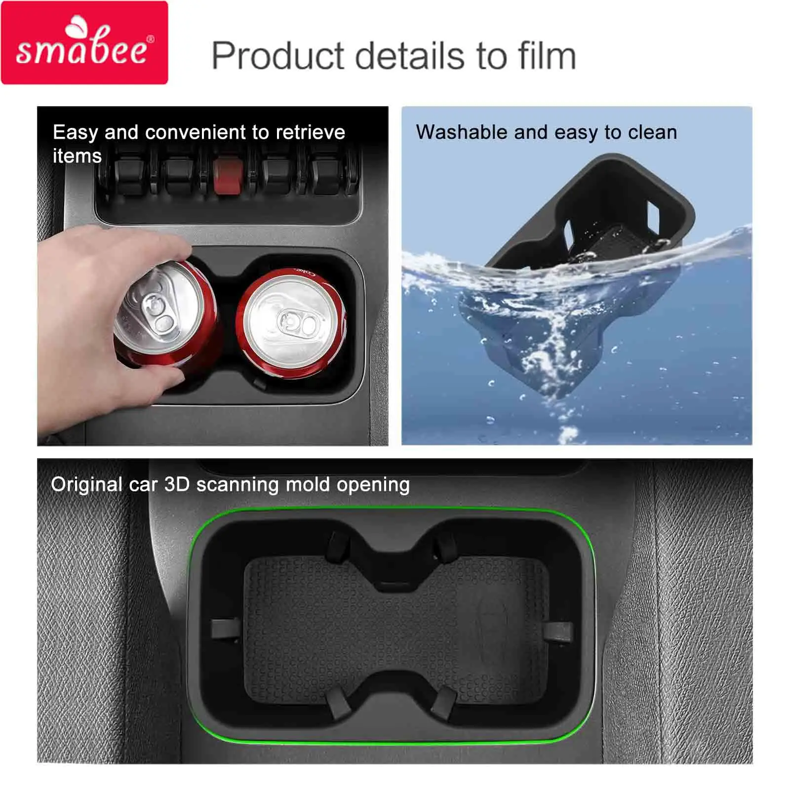 Smabee for BYD Shark / Shark6 2024-2026 TPE Center Console Cup Holder Insert Shock-Absorbing Cup Box Organizer Accessories