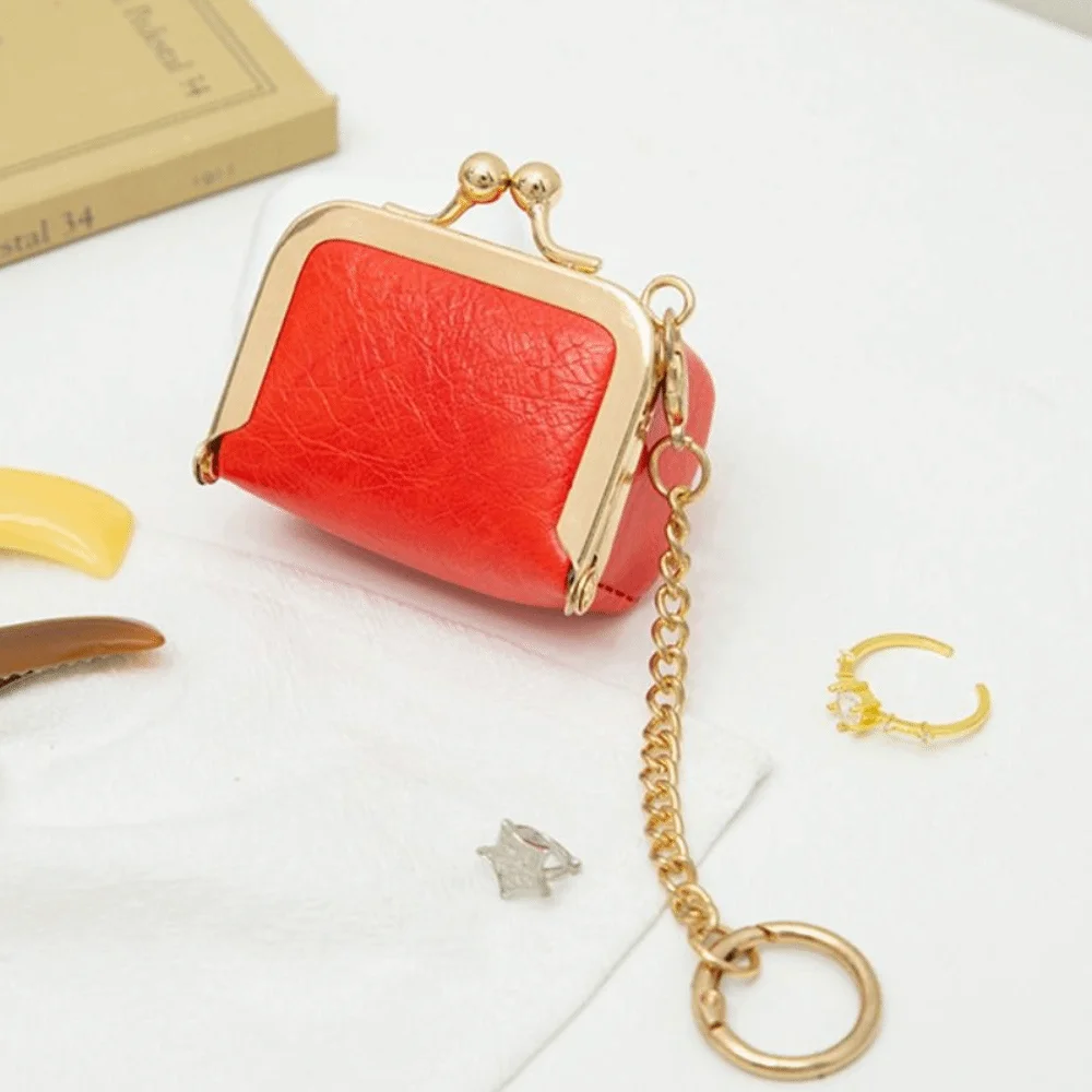 With Keychain Kiss Lock Coin Purse Polka Dot PU Leather Leather Jewelry Bag Multifunctional Wallet Small Item Bag Earrings