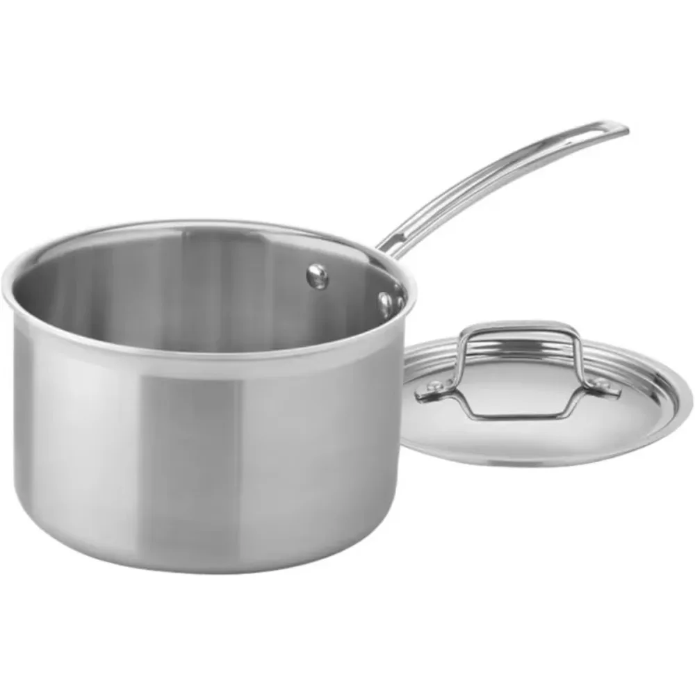 4-Quart Skillet, Stainless Steel Cookware Multiclad Pro Triple Ply Saucepan w/Cover, MCP194-20N