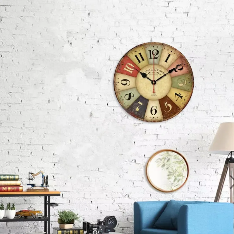 

Industrial Vintage Wall Clock, Silent Quartz Movement, No-Damage Installation, Rustic Decor Clock, Workshop-Inspired Decor