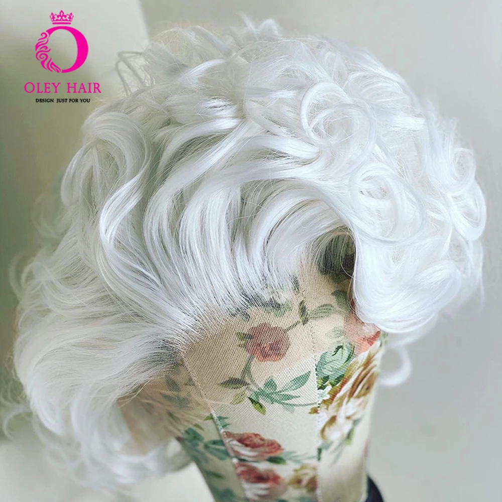 180 Density White Color Synthetic 13x4 Lace Front Wig Heat Resistant  Glueless Curly  Drag Queen Cosplay Wigs For Black Women