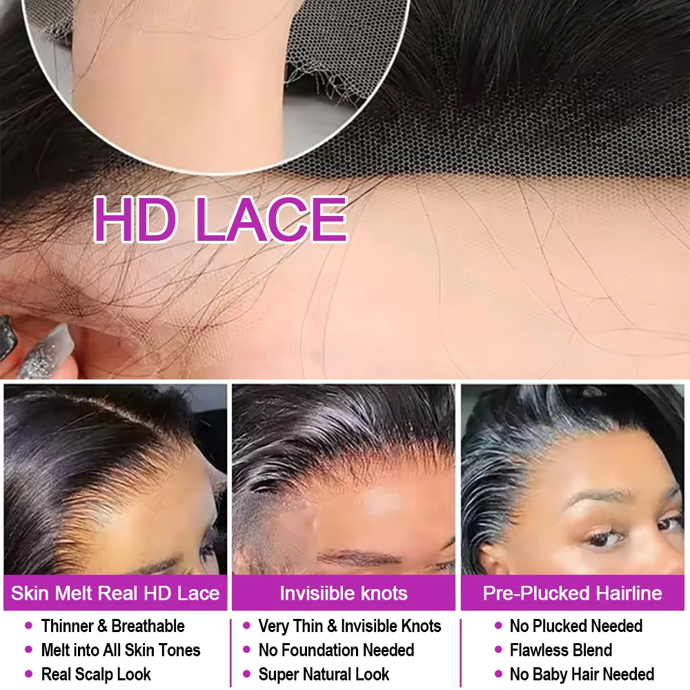 13x6 شعر مستعار بدون صمغ 250% العظام شعر طبيعي مفرود شعر مستعار غير المجهزة أسود طويل مستقيم الدانتيل شعر مستعار أمامي قبل قطعها للمبتدئين ودية