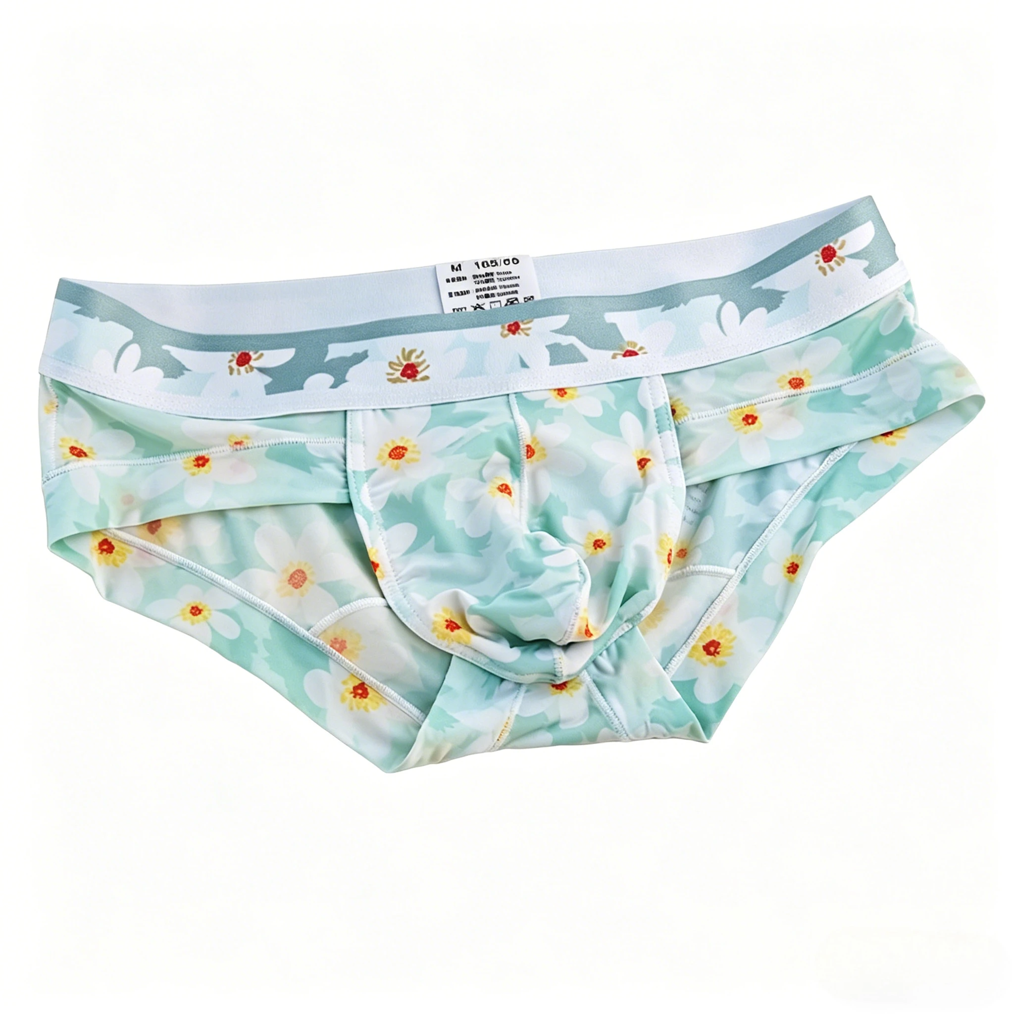 

Men's Bulge Casual Floral Briefs, Soft & Lightweight Daily Underwear Youth Fashion Quick Dry Cool Feel Lightweight Daily Panties
