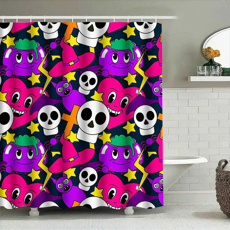 

Tuniu милый мультяшный череп занавеска для душа забавный Хэллоуин дети для маленьких девочек и мальчиков декор для ванной комнаты