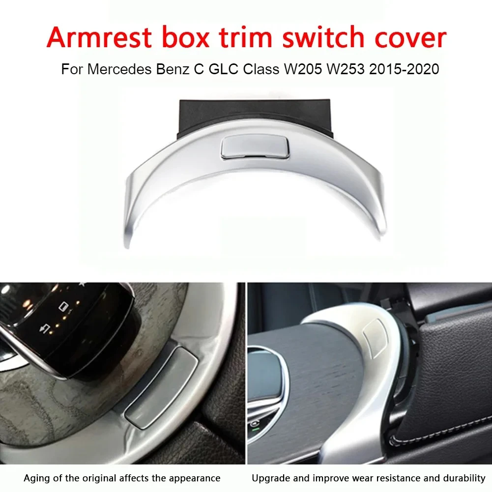 

For Mercedes Benz C GLC Class W205 W253 2015-2020 Chrome Center Console Armrest Switch Button Trim Cover Auto Accessories