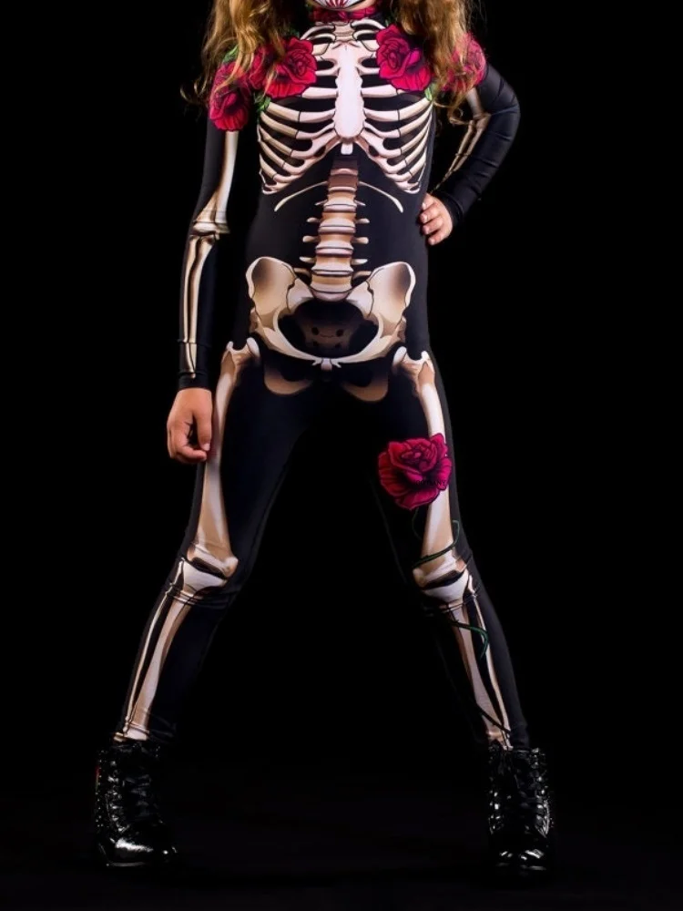 Halloween-Skelett-Horror-Geister-Kostüm für Kinder, Ganzkörperanzug für Karneval, Party, Bühnenaufführung, Rollenspiel, Feiertags-Zentai-Anzug – Detail 21