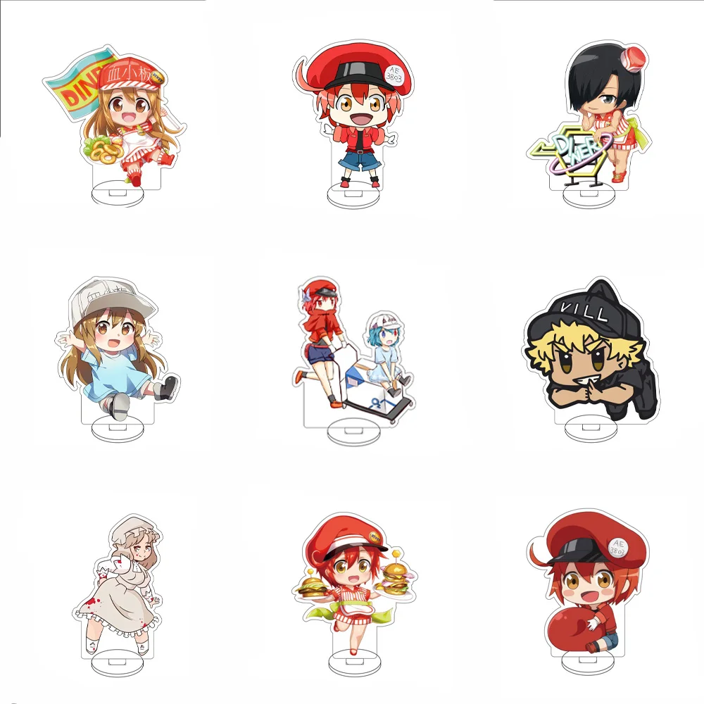 10CM Anime Cells at Work  Code Black  Figure Stand Model Platelet/Red Blood Cell/Macrophage  Cute Desk Decor Standing Sign Gifts
