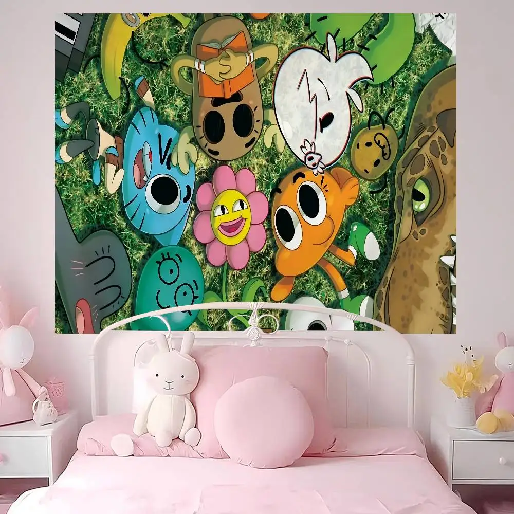 Cute Amazing W-World of G-Gumball Hanging Bohemian Tapestry Bohemian Wall Tapestries Mandala Kawaii Room Decor