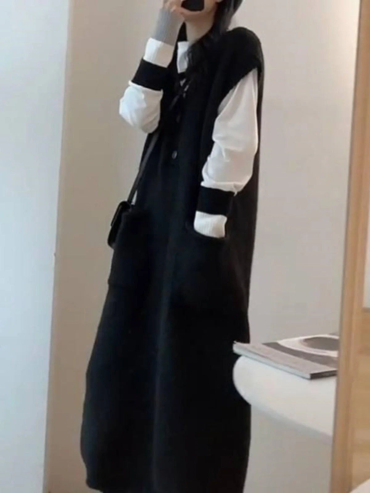 

Extra Large 300 Pou Knitted Vest Dr Women's Autumn Winter Long Lazy Sle Loose V-ne-piece Korean Sle Thiened