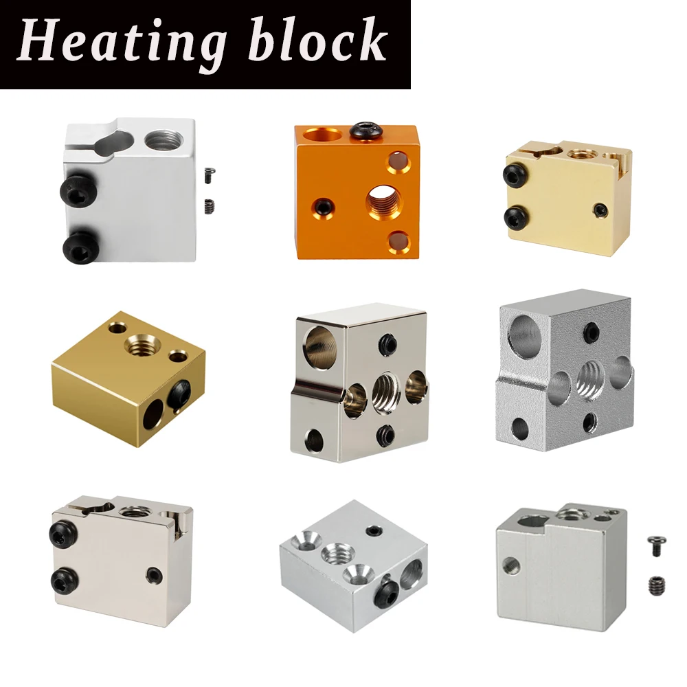 

Heater Block E3D V5 v6 MK7 MK8 CR10 anycubic kobra 3 High Temperature Plated Copper & Aluminium Heatblock