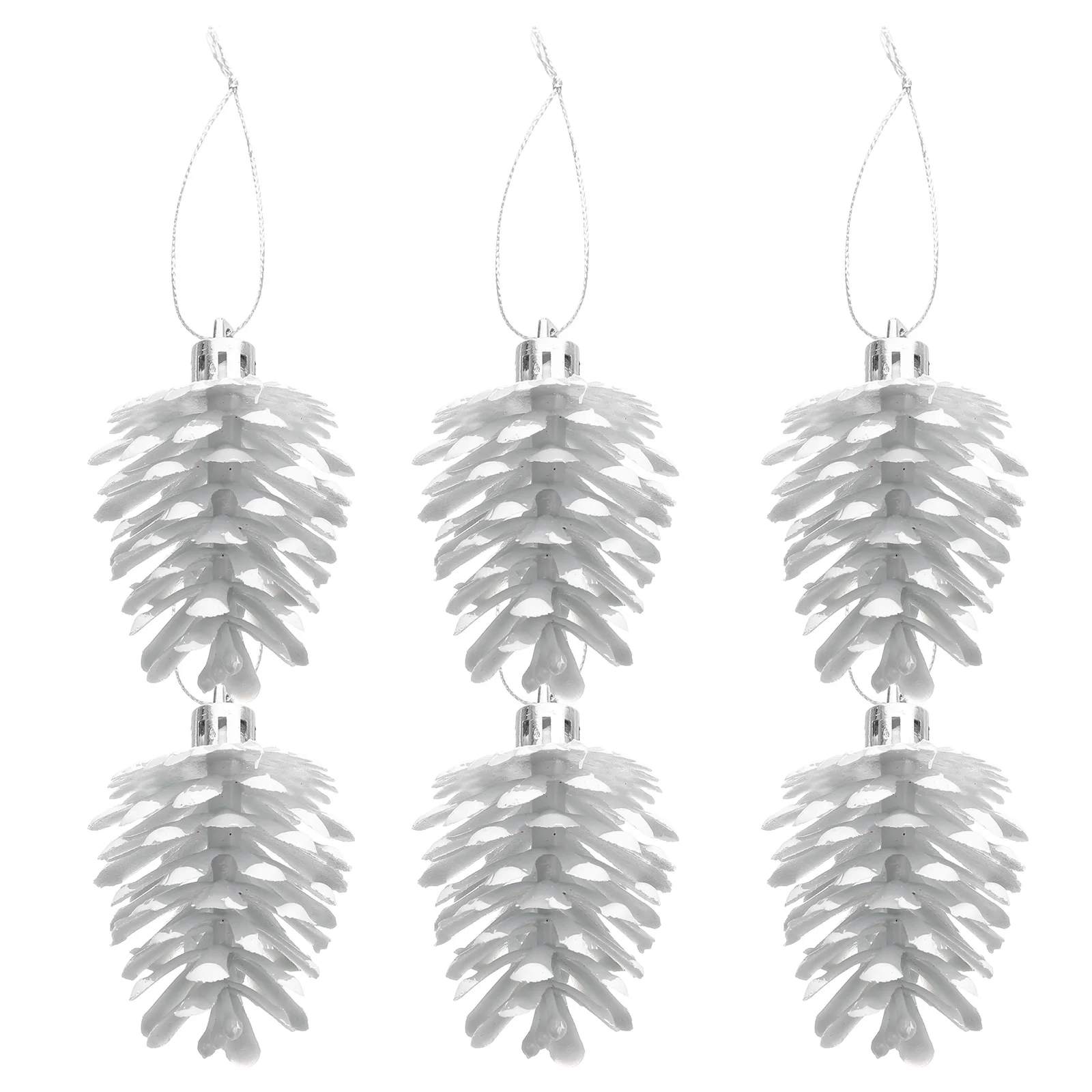 

6Pcs Hanging Pine Cones Christmas Ornaments Sparkling Pine Cone Decor Small Thankgiving Ornament White Cones Pinecone Ornament