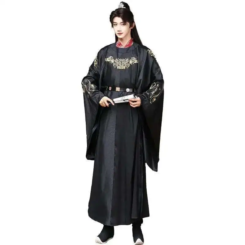 Ming Dynasty Embroidered Round Neck Robe For Men Hanfu Spring, Summer, And Autumn New Products 