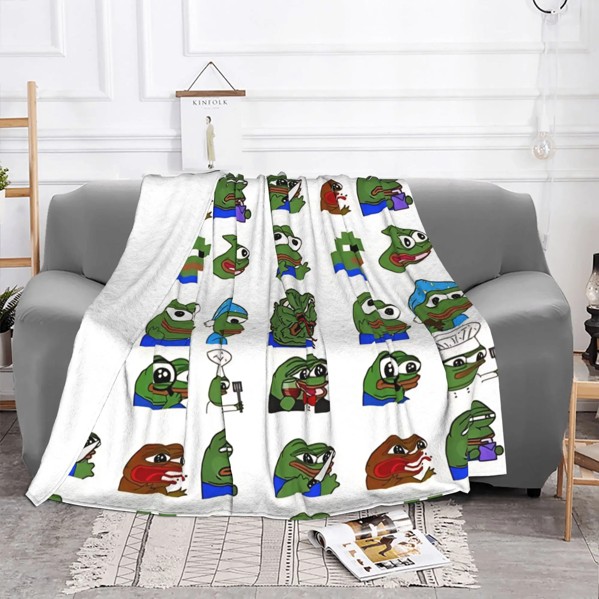 1PC Home Cute Room Decor chill Blanket Throw Blanket Pepe the Frog Novelty Warm Blanket All Season