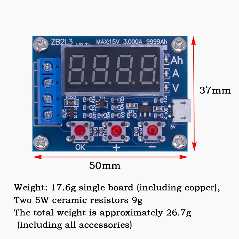 ZB2L3 Li-ion Lithium Lead-acid Battery Capacity Meter Discharge Tester Analyzer Measurement Analysis Instruments