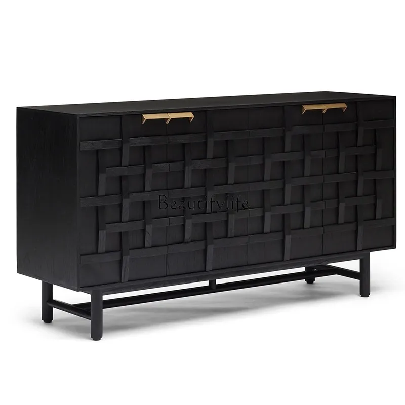 

Simple modern wabi-sandy wind solid wood dining side cabinet medieval storage storage chest