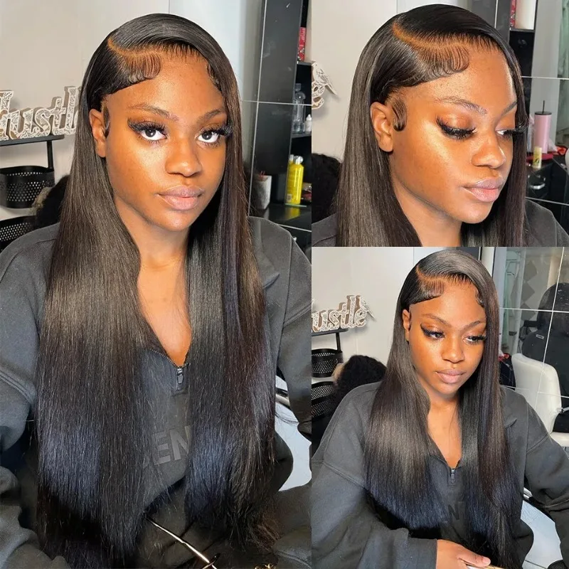 13x6 Straight Short Bob Transparent Lace Frontal Human Hair Wig 13x4 Lace Front Brazilian Remy Pre Plucked Wig For Women image 2