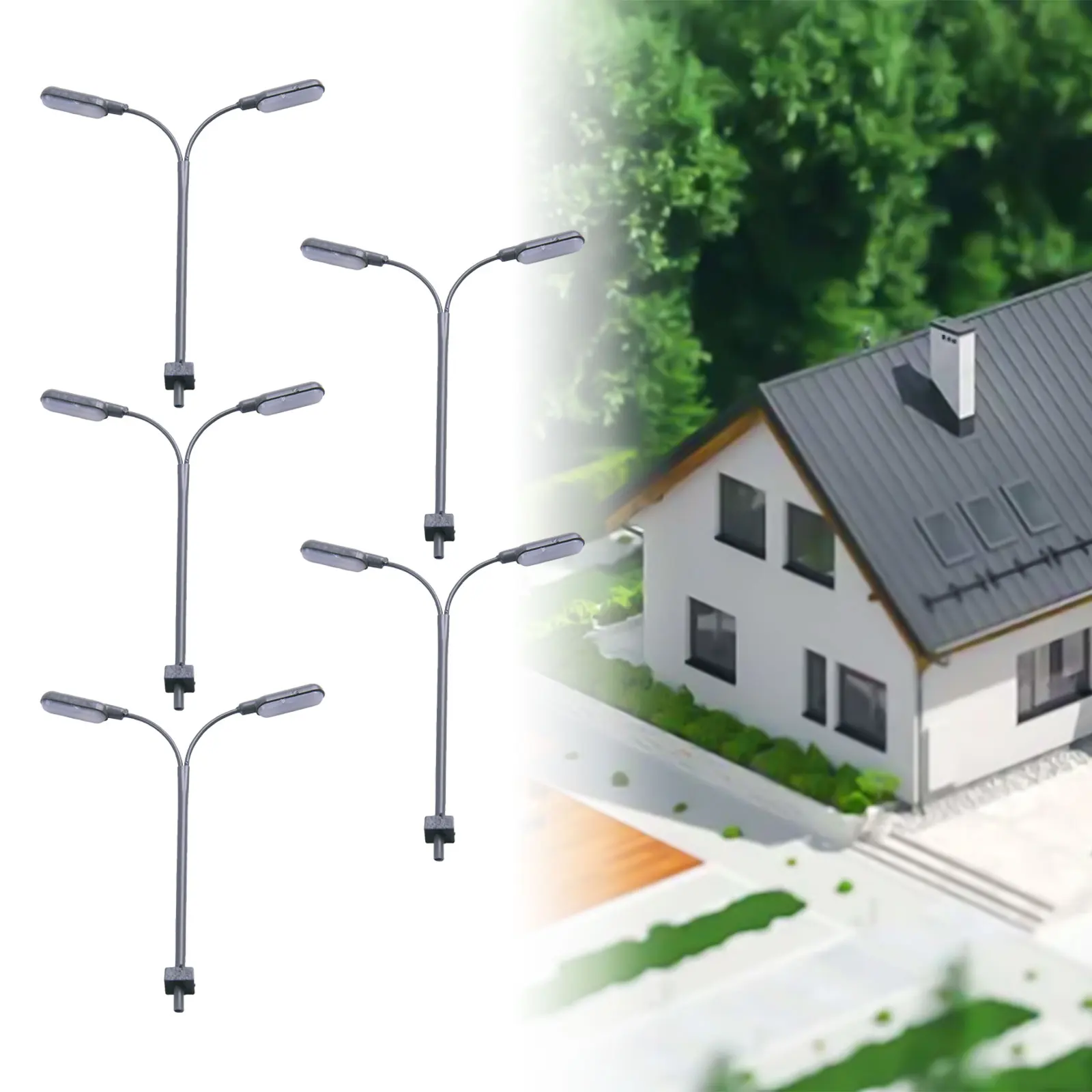 Street Lamp LED Street Lamps with 5pcs Steel Tube Model Platform Light Set for N Scale Train & Building Layouts