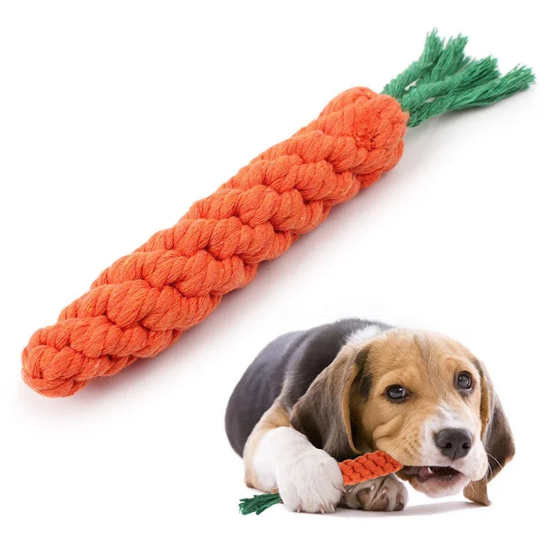 Cão pequeno mastigar brinquedos mordida resistente corda de algodão forma cenoura pet jogando brinquedo para limpeza dos dentes filhote de cachorro brinquedo do cão acessórios