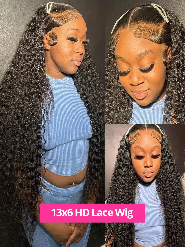 High Density 250% 40 46Inch Deep Wave 13x6 HD Lace Front Human Hair Wig Loose Water Wave Curly 13x4 Lace Frontal Wig Human Hair image 4