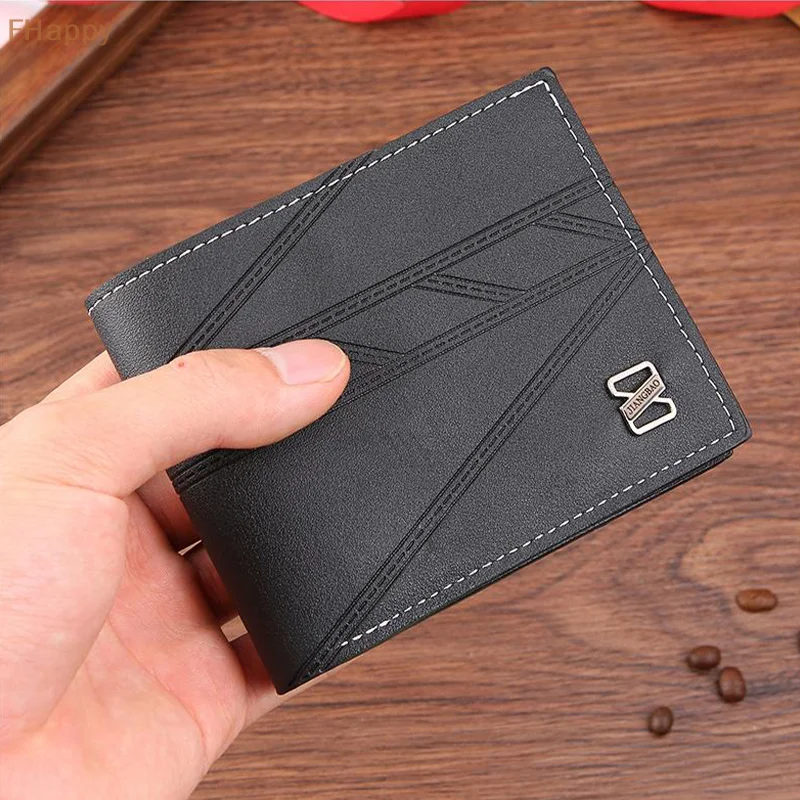 New Short Multi Card Simplified Plain Pattern Horizontal Combination Leather Wallet