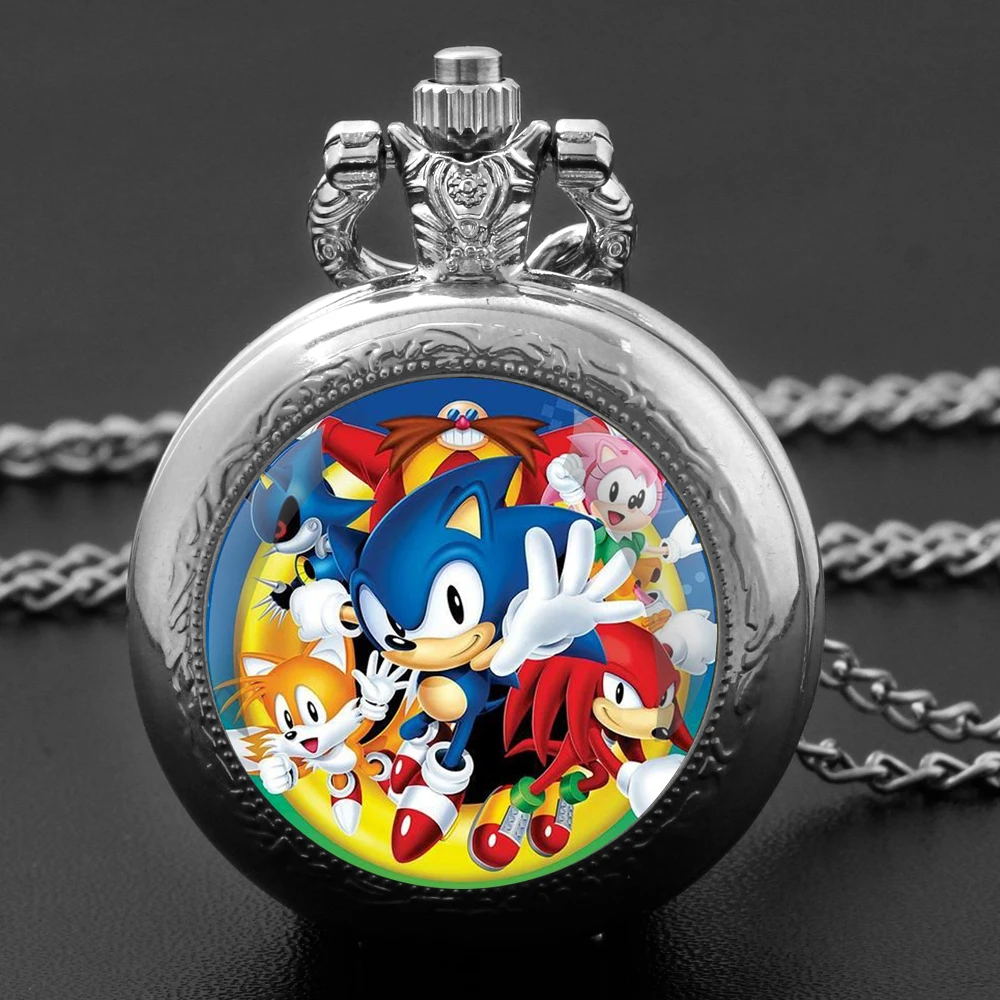 

Famous Cartoon Glass Dome Pocket Watch with Chain Necklace Vintage Quartz Pendant Watches Mens Women Gift