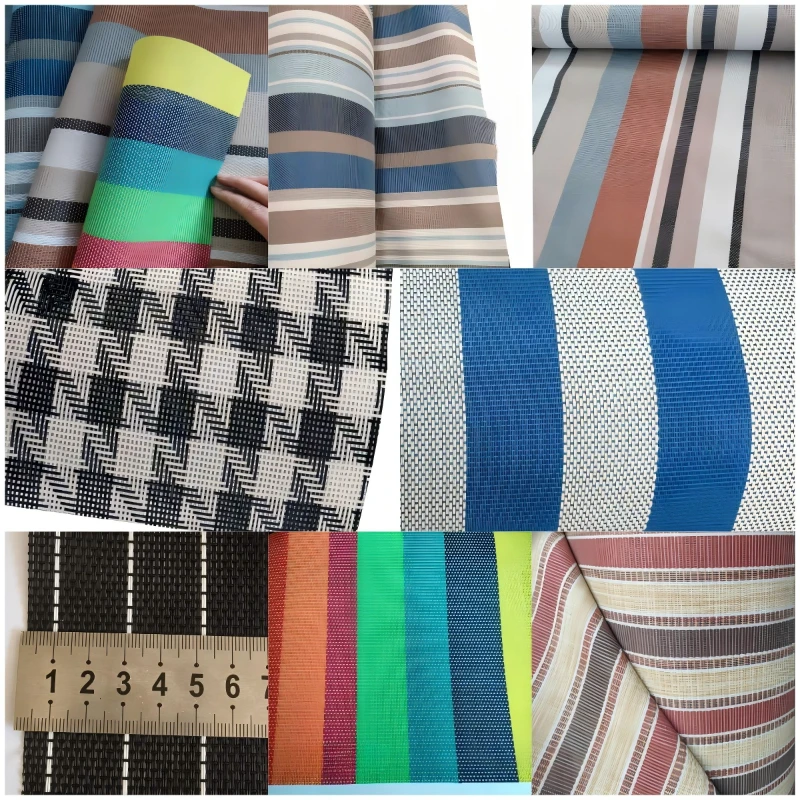 

100x150cm Striped Teslin Mesh Fabric PVC Waterproof Cloth for Outdoor Beach Chair Folding Recliner Bow Swing Chair Pet Bed