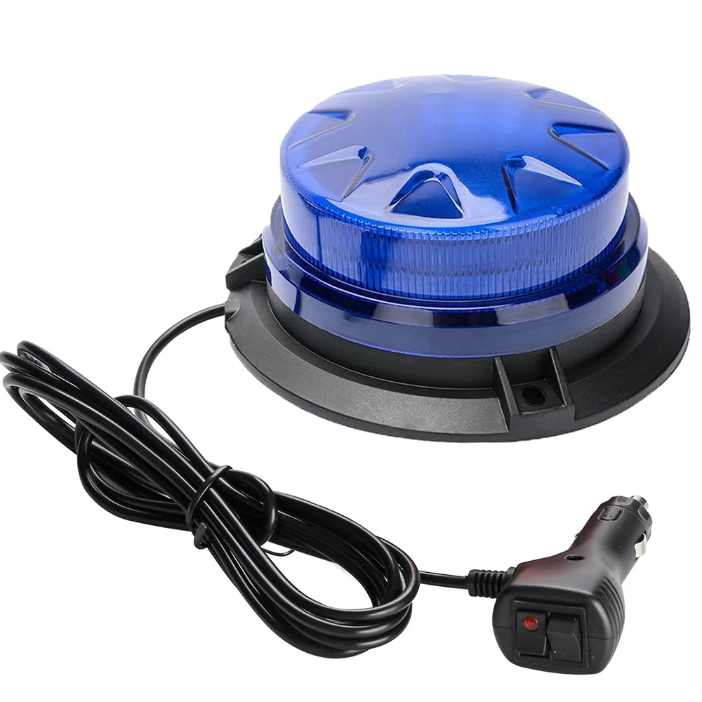Amber LED Car Truck Roof Strobe Beacon LED Rotating Flash Emergency Light Blue Signal Light With Magnetic Base 12V 24V