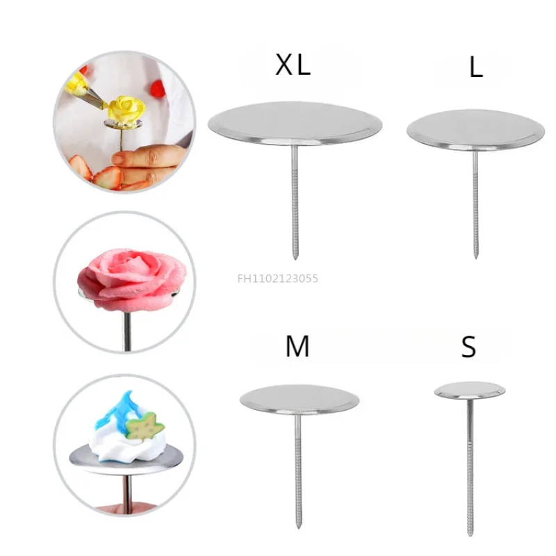 1/4PC Stainless Steel Cake Piping Nail Tips Cream Stand Chocolate Fondant Decor Flowers Transfer Tray Baking Decorating Tools