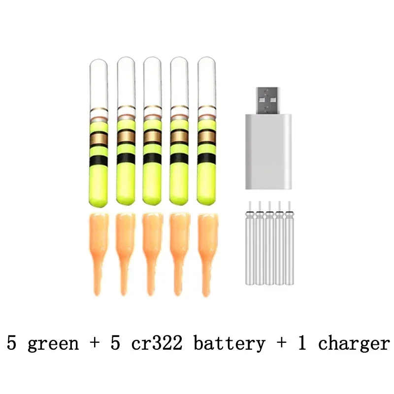 5 stücke Licht Sticks Mit Wiederaufladbare CR322 Batterie Ladegerät Wasserdichte LED Lampe Leucht Nacht Angeln Float Zubehör J548