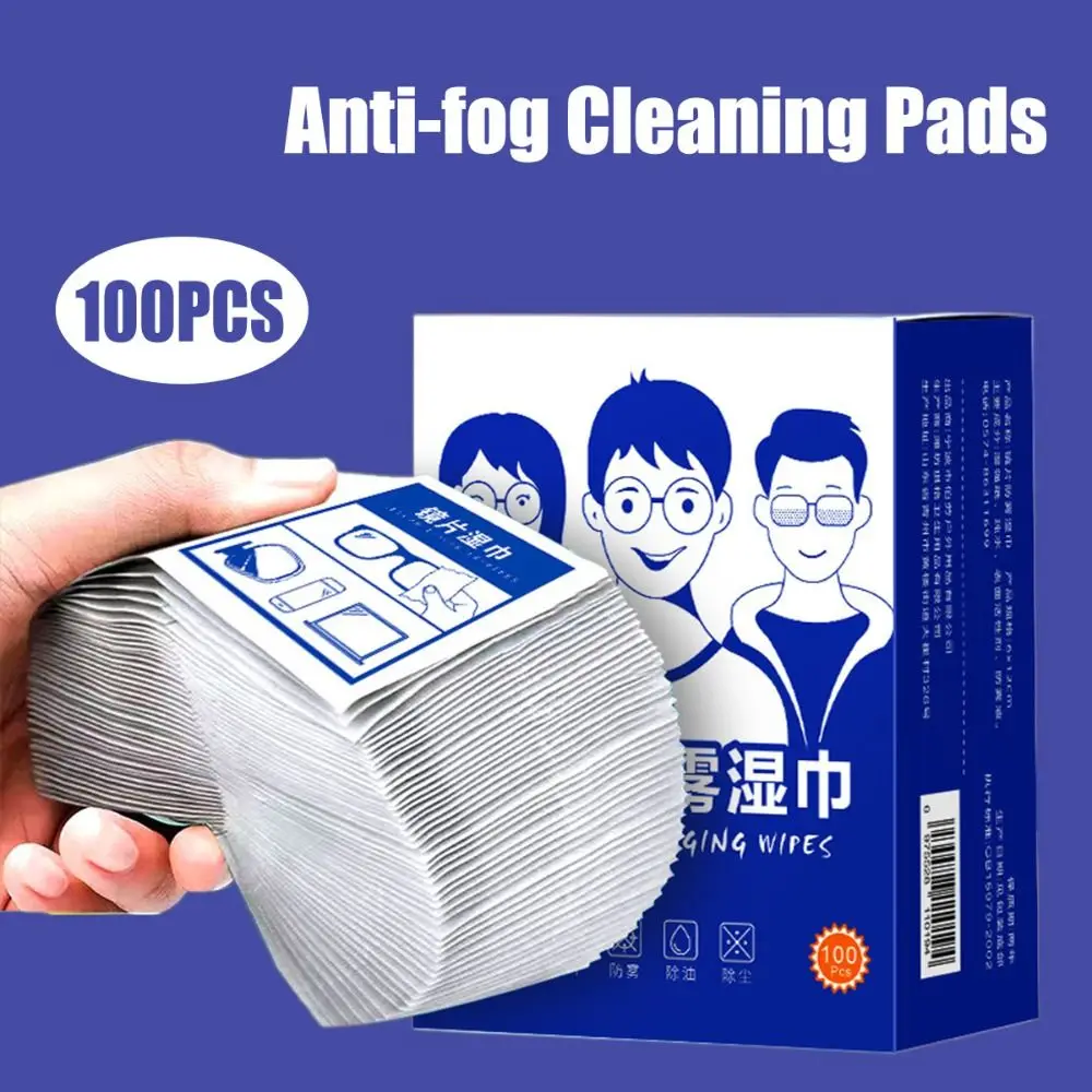 100PCS Disposable Eyeglass Cleaning Pads Remove Oil Traceless Anti-fog Glasses Wipes Dust Removal Quick Drying