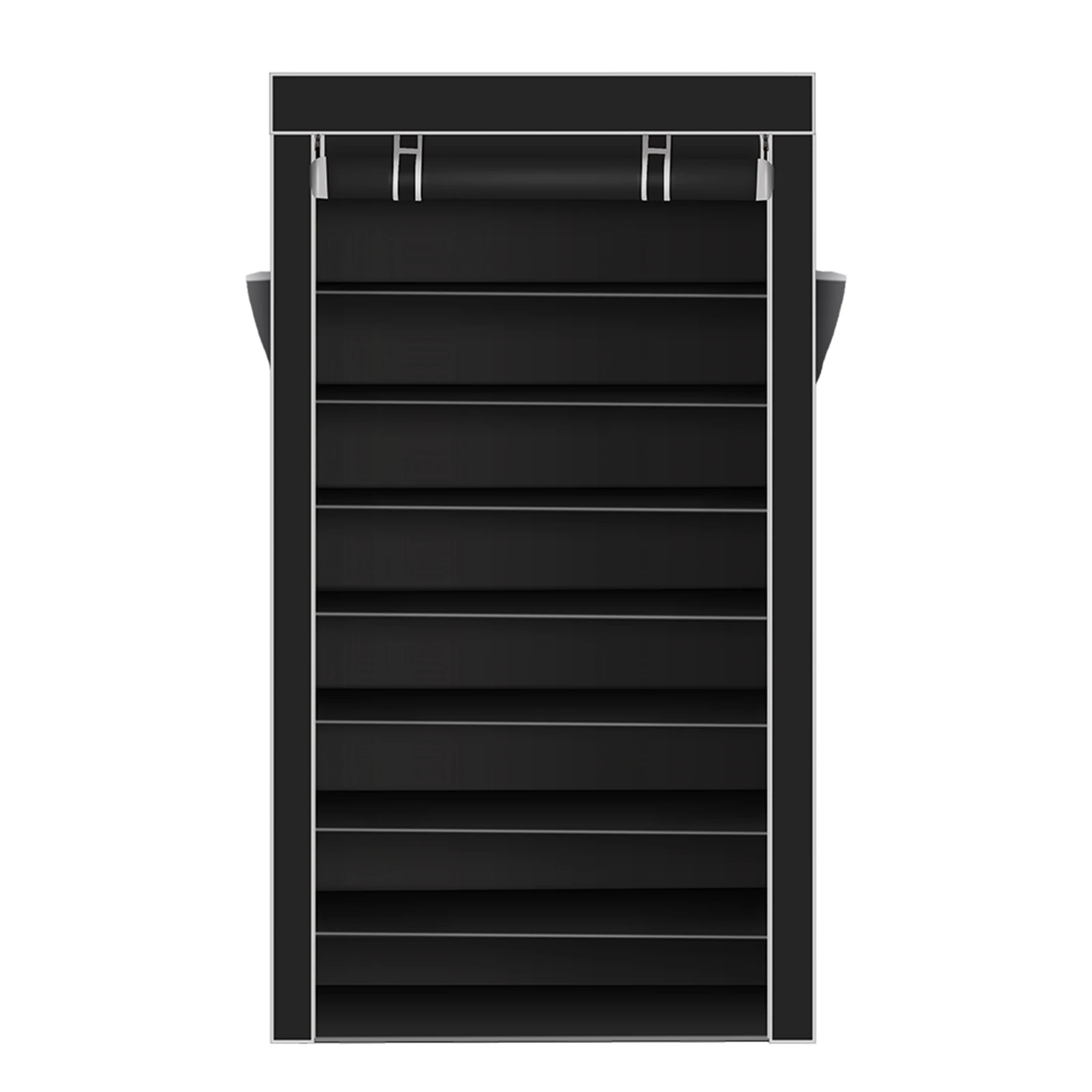 10 Tiers Shoe Rack with Dustproof Cover Closet Shoe Storage Cabinet Organizer Black