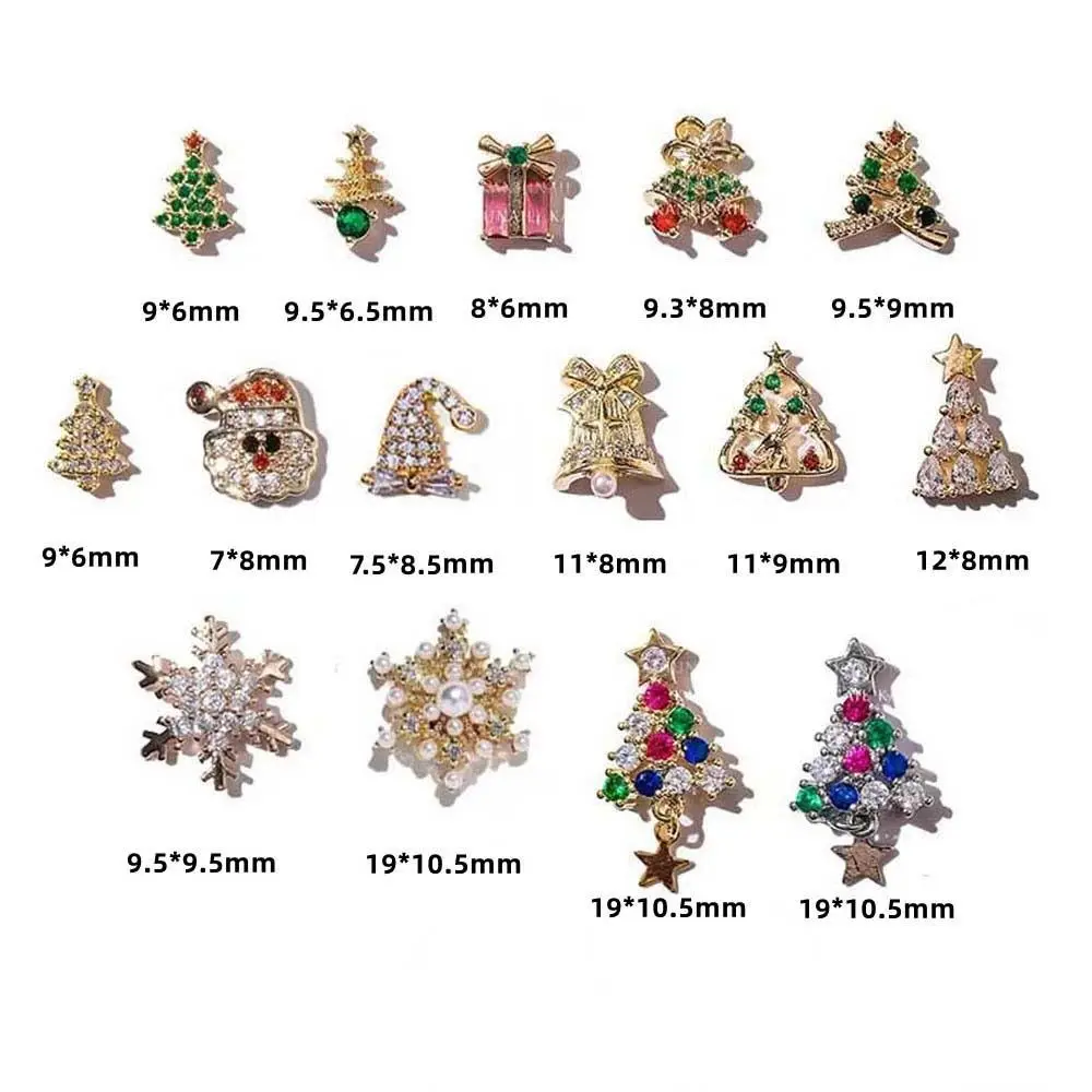 Christmas Tree Manicure Accessories Snowflake Nail Rhinestones Christmas Nail Drills 3D Nail Jewelry Christmas Nail Decorations 6