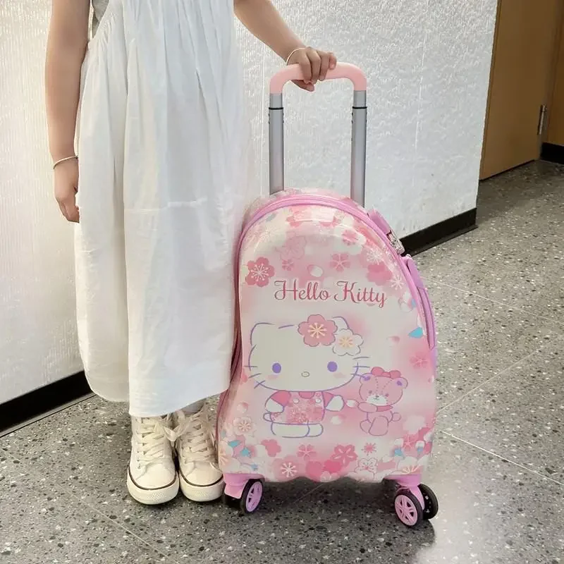 

Детский чемодан Hello Kitty, детская коробка на колесиках, кавайный мультяшный чехол для мальчиков и девочек, милый дорожный чехол Kuromi, сумки для женщин