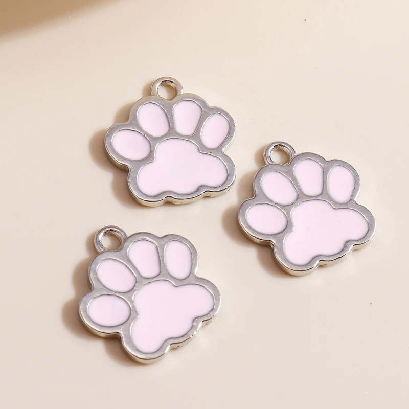 Leslie 10 Stück/Set Emaille Niedliche Katzen- und Hundepfoten-Hundeknochen-Anhänger für Ohrringe, Armbänder, Halsketten, Anhänger, DIY-Schmuckherstellungszubehör – Detail 9