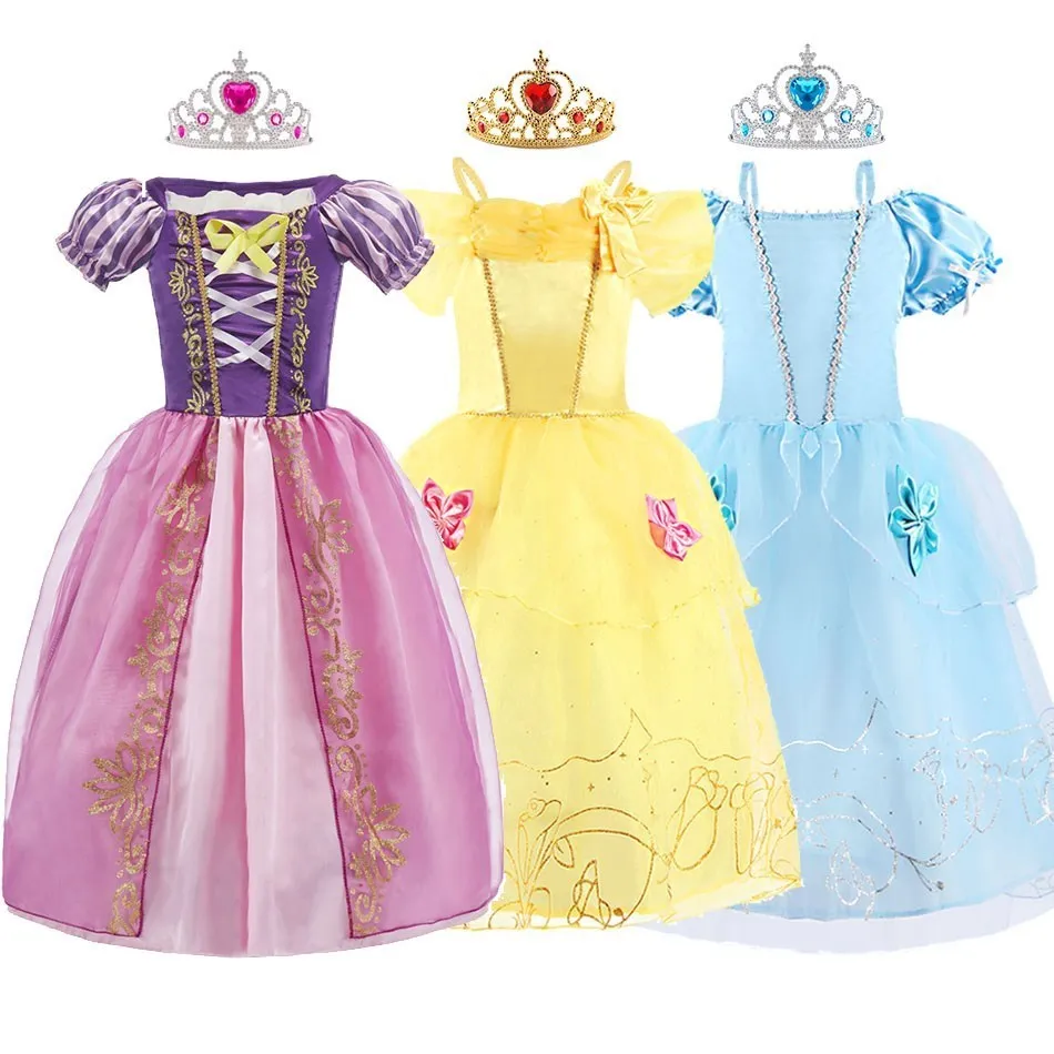 Rapunzel Sukienka dla dziewczynek Kopciuszek Belle Dress Up Fantasy Dzieci Urodziny Party Kostium księżniczki Dzieci Halloween Ubrania