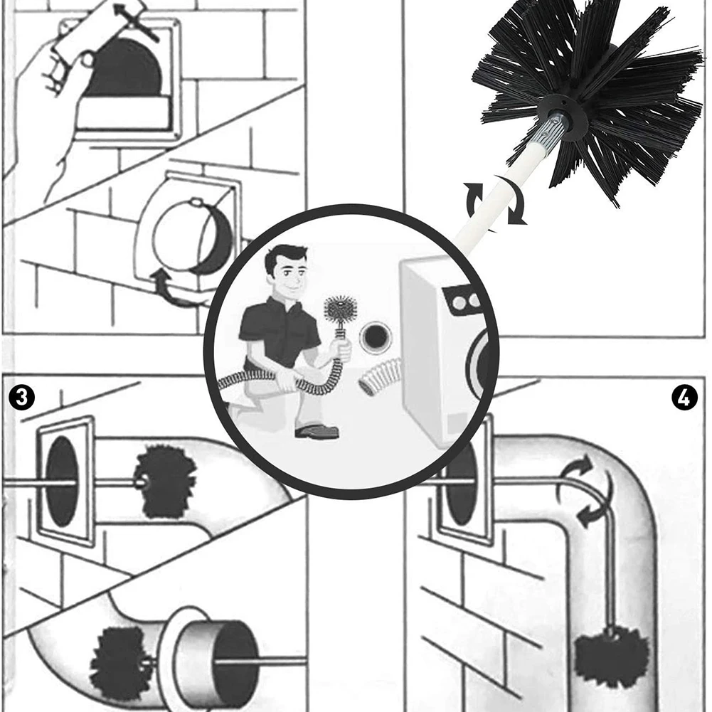مجموعة فرشاة المدخنة مع قضبان المقبض الطويل، مجموعة أدوات تنظيف مجاري الهواء المرنة، أدوات تنظيف الجدار الداخلي للمدفأة #1