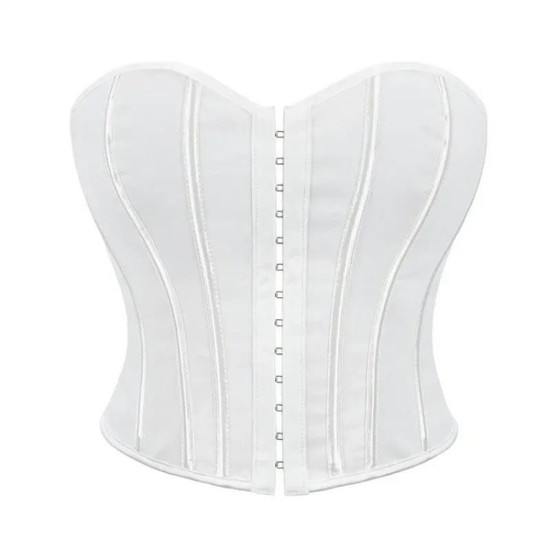 White Corset Crop Top Women Overbust Bustier Vest Sexy Lingerie Body Shaper Short Torso Corselet Elegant Streetwear