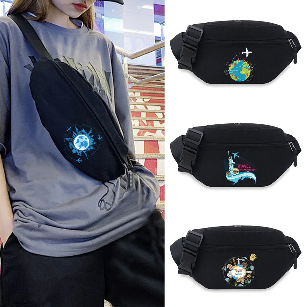 

Men's Waist Packs Wallet Pouch Casual Phone Belt Pack Women's Canvas Fanny Bag Hip Mobile Phone Bag Travel Pattern Chest Bags