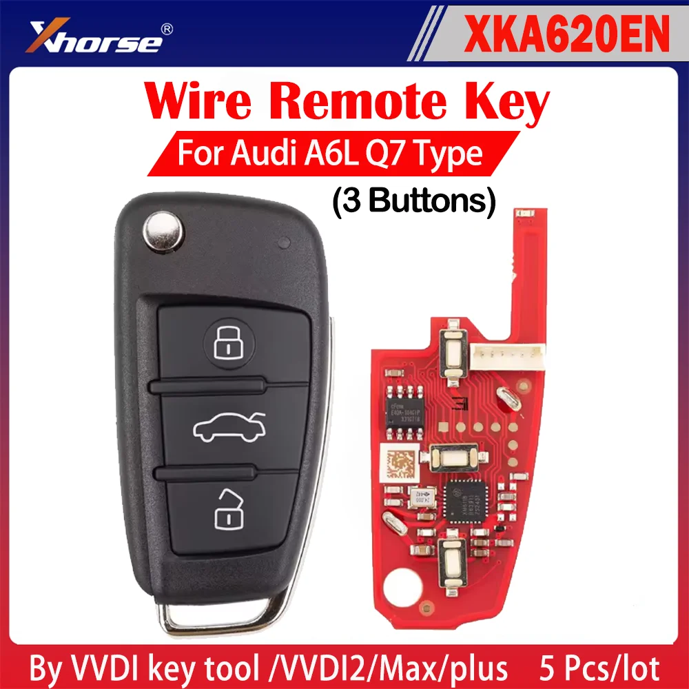 

5PCS Xhorse XKA620EN 2nd Generation Remote Key for Audi A6L Q7 Type 3 Buttons