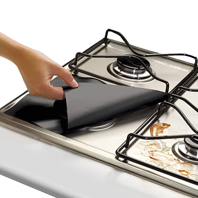 2 o 4 unids/set utensilios de cocina cubierta protectora de estufa revestimiento antiadherente Teflón revestimiento de cocina de Gas utensilios de cocina suministros de productos QA 077