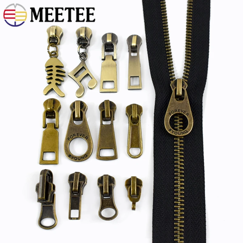 

20/50Pcs Meetee 5# Zipper Sliders for Metal Zippers Tapes Jacket Wallet Decor Zip Pull Repair Kit Bag Clothes Sewing Accessories