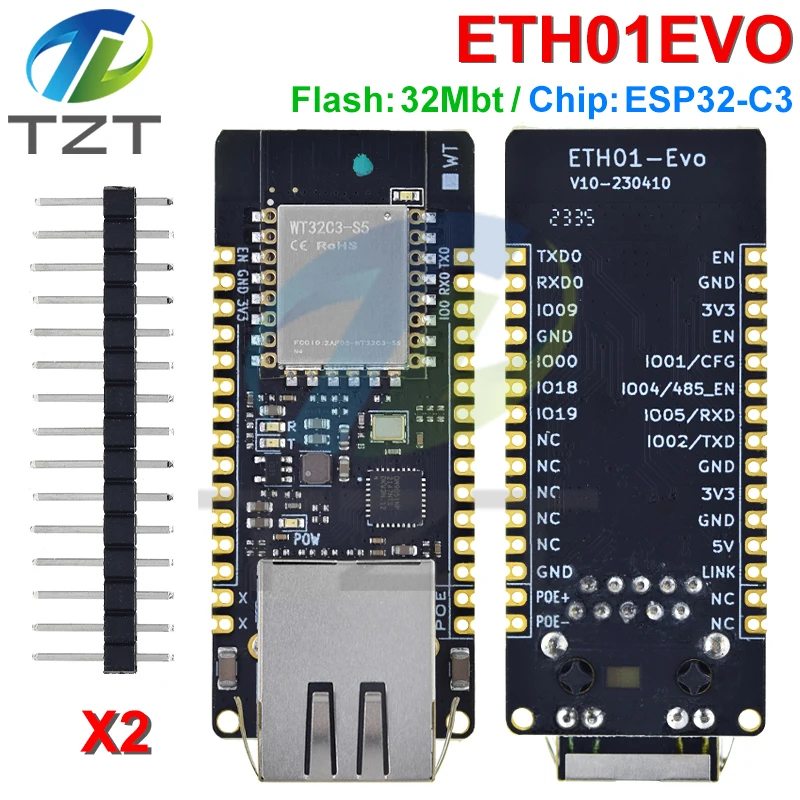 Imagem -03 - Tzt Esp32-c3 Enlightenment Display Module Wi-fi Bluetooth Ethernet Internet of Things Gateway Atualizado Wt32-eth01 Evo em 1