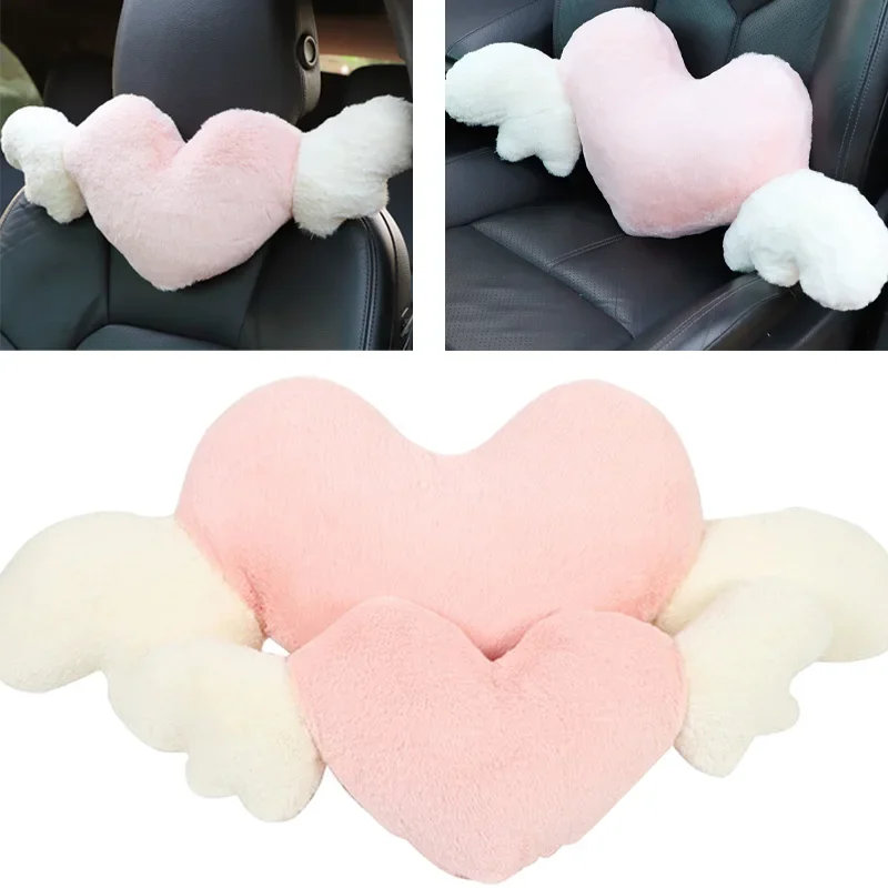 

Heart-shaped Cartoon Car Headrest Plush Creative Cute Seat Rear Back Cushion Best Christmas Gift to Wife Mother Auto Accessories